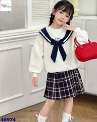 Set áo hoodie kem đính nơ xanh