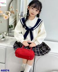 Set áo hoodie kem đính nơ xanh