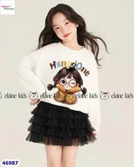 Set Elaine trắng cô gái tóc xù dài tay