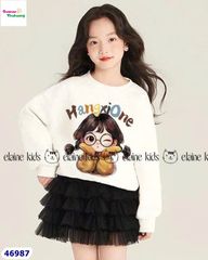 Set Elaine trắng cô gái tóc xù dài tay