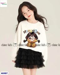 Set Elaine trắng cô gái tóc xù dài tay