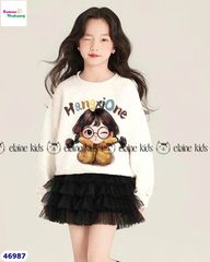 Set Elaine trắng cô gái tóc xù dài tay