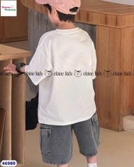 Set Elaine trắng Minecraft xanh, quần jean xám