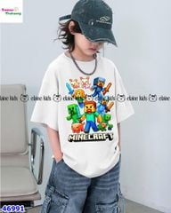 Set Elaine trắng Minecraft&heo, quần jean xanh