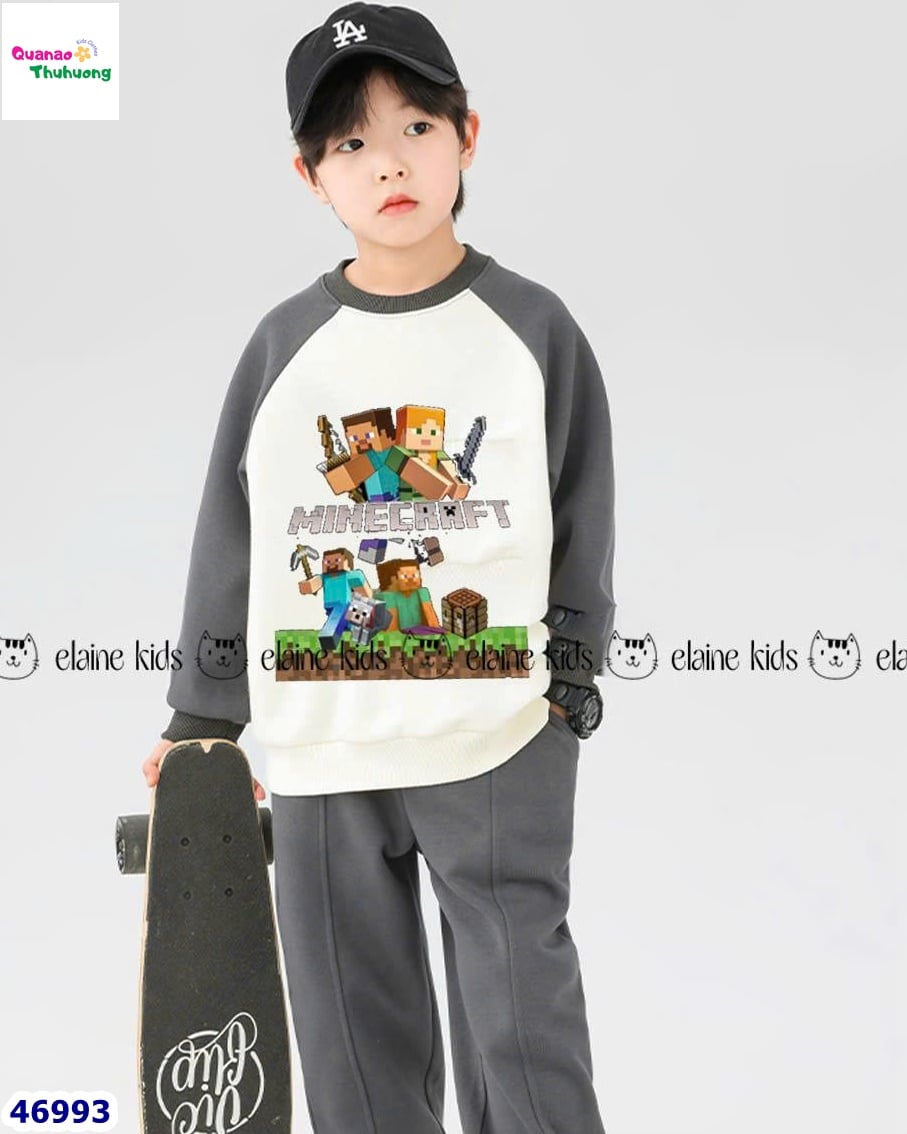Set Elaine dài trắng xám Minecraft