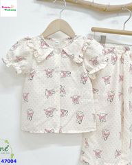 Bộ dài June chấm bi hồng thỏ