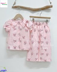 Bộ dài June hồng thỏ nơ