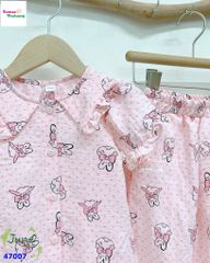 Bộ dài June hồng thỏ nơ