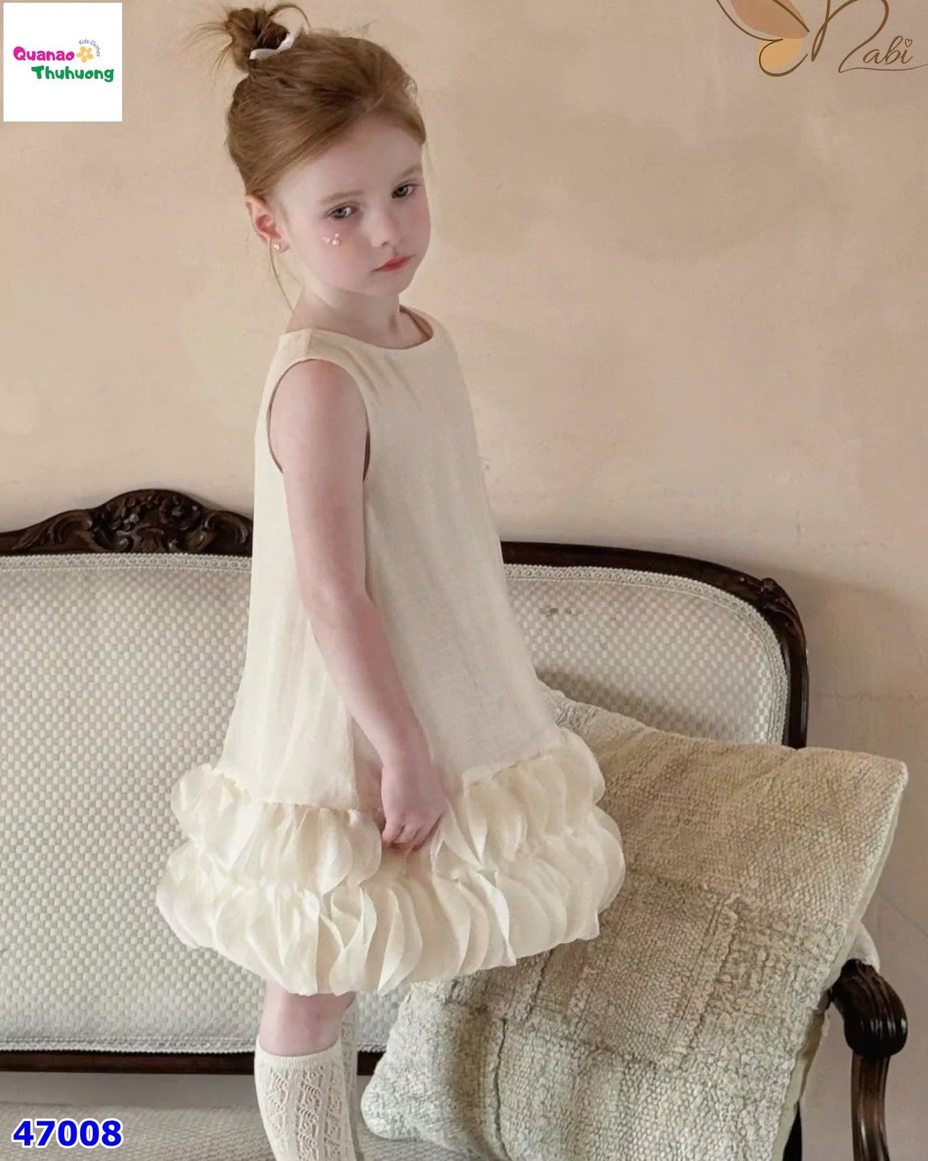 Đầm Nabi kem phối bồng