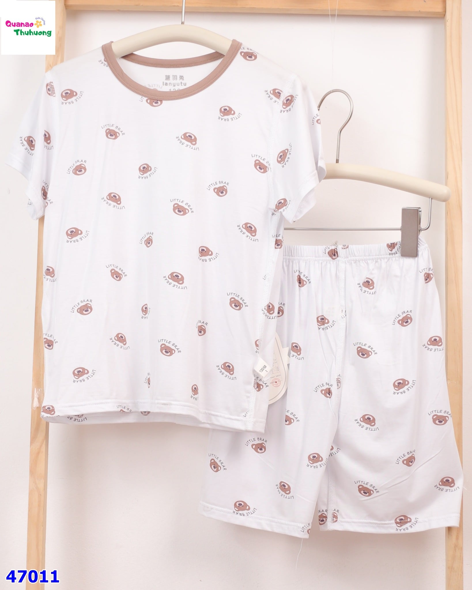 Bộ Tencel xanh gấu