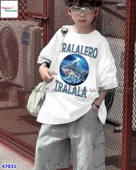 Set Elaine trắng Tralalero, quần jean xanh