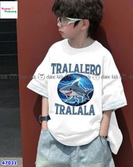 Set Elaine trắng Tralalero, quần jean xanh