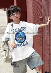 Set Elaine trắng Tralalero, quần jean xanh