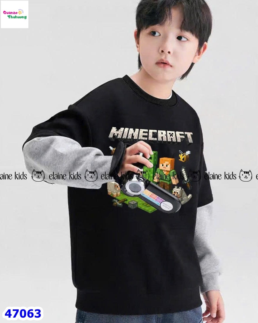 Set Elaine đen Minecreft, quần jean