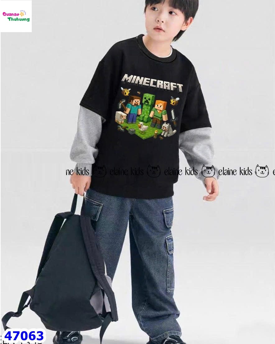 Set Elaine đen Minecreft, quần jean