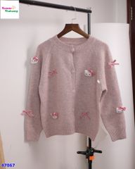 Áo cardigan len hồng Kitty