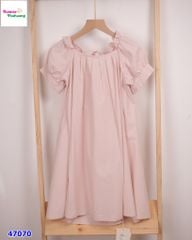 Đầm hồng chữ A tay phồng