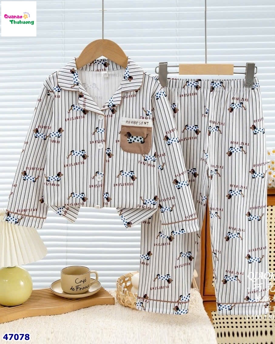 Pyjama nâu sọc chó