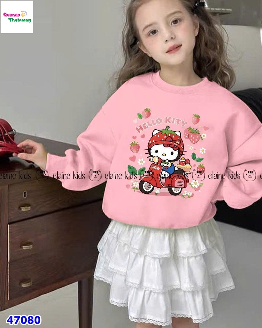 Set Elaine hồng Kitty, váy tầng trắng