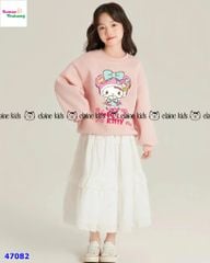 Set Elaine hồng Kitty, váy trắng dài