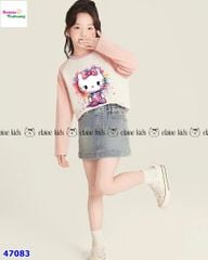 Set váy Elaine hồng Hello Kitty, váy jean