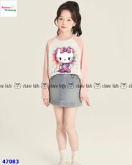 Set váy Elaine hồng Hello Kitty, váy jean