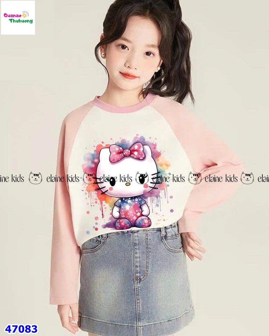 Set váy Elaine hồng Hello Kitty, váy jean