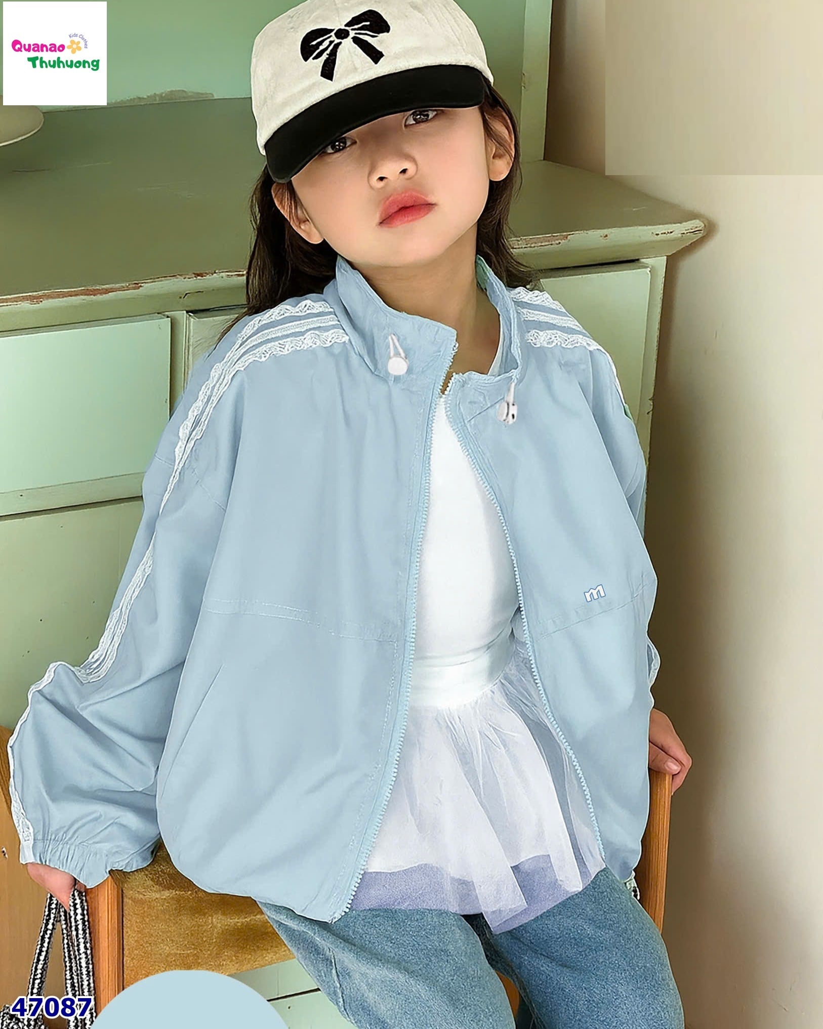 Áo khoác Nexxi xanh phối ren