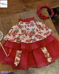 Set váy yếm đỏ Hằng Nga