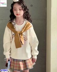 Set MLS kem miu miu, váy caro nâu