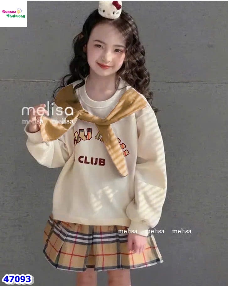 Set MLS kem miu miu, váy caro nâu