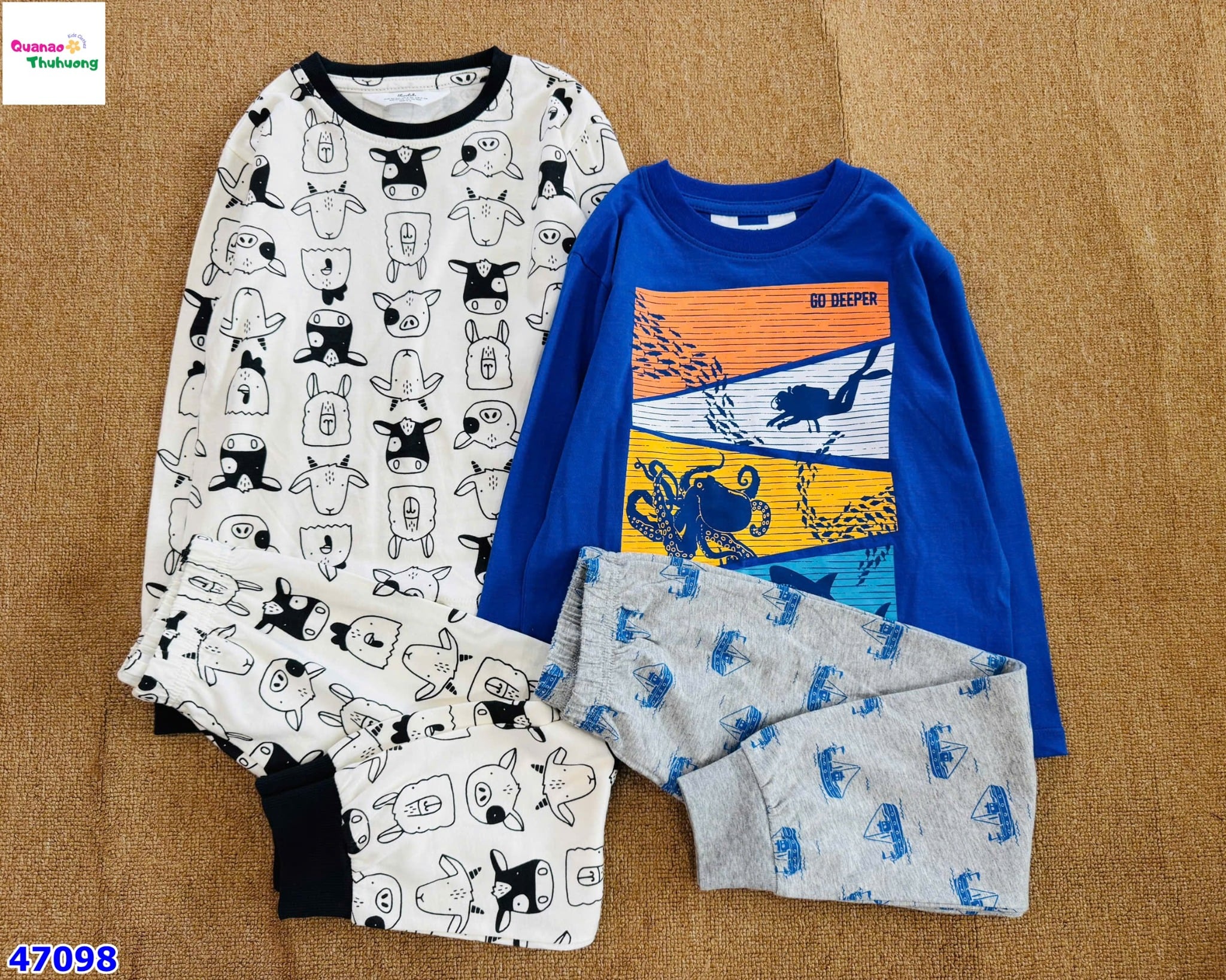 Bộ dài HuniKids xanh cá mập