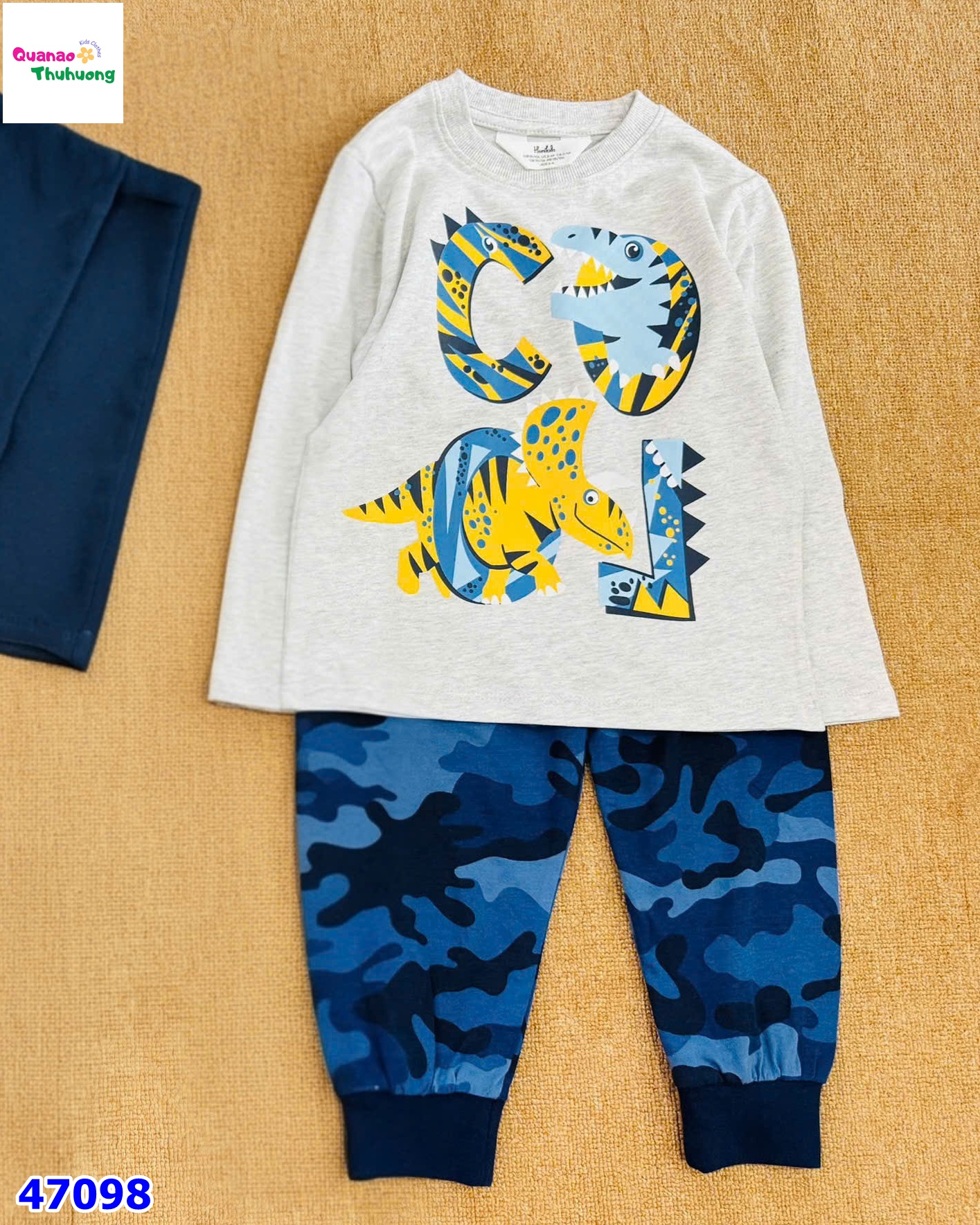 Bộ dài HuniKids xám khủng long