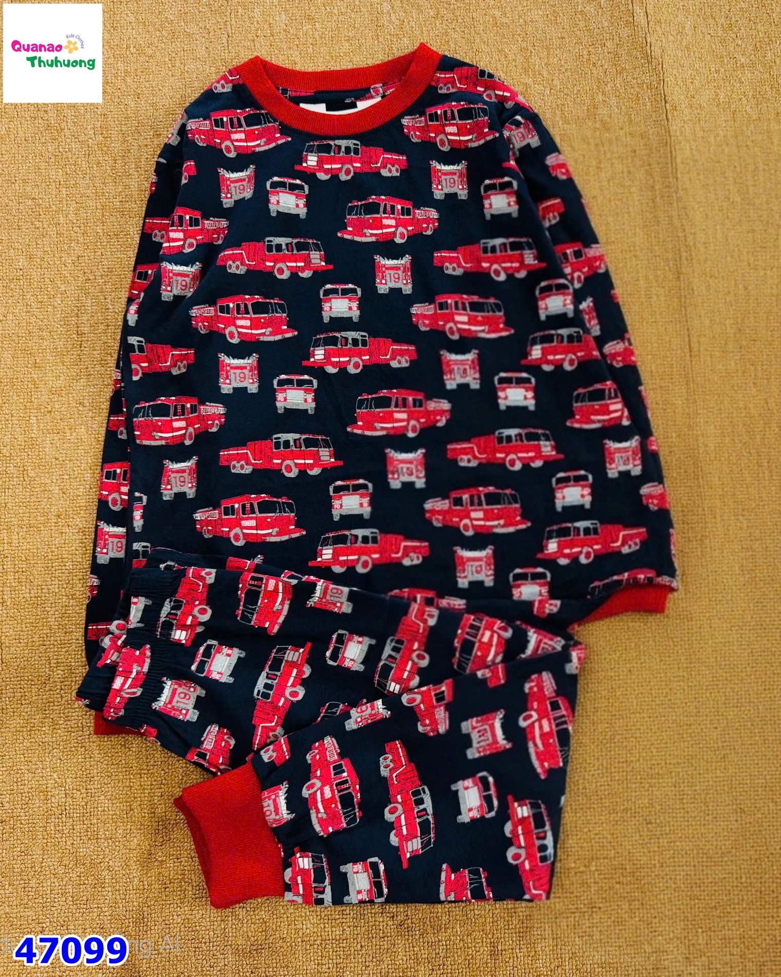 Bộ dài HuniKids đen xe cứu hoả