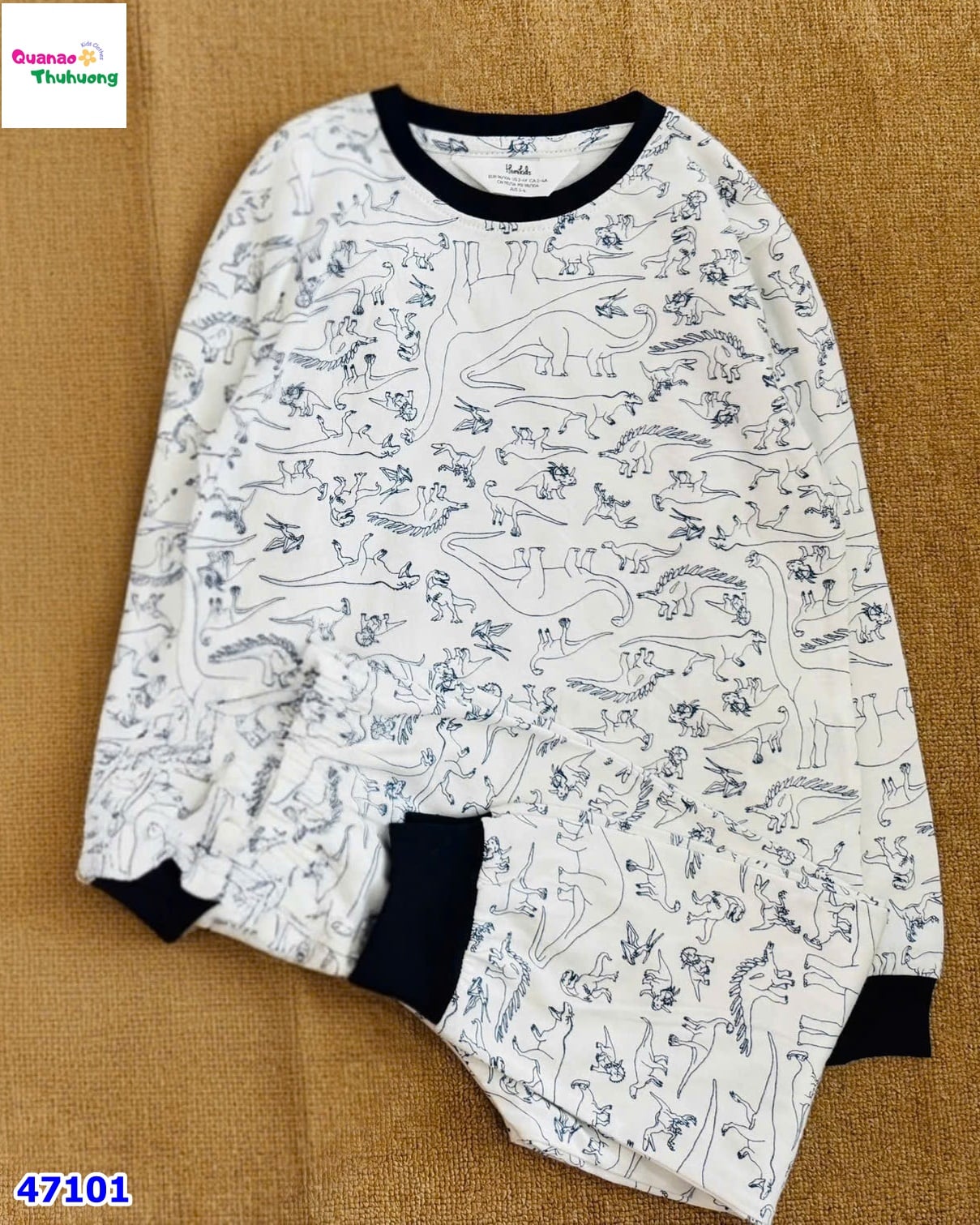 Bộ dài HuniKids trắng khủng long