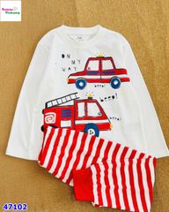 Bộ dài HuniKids trắng xe oto