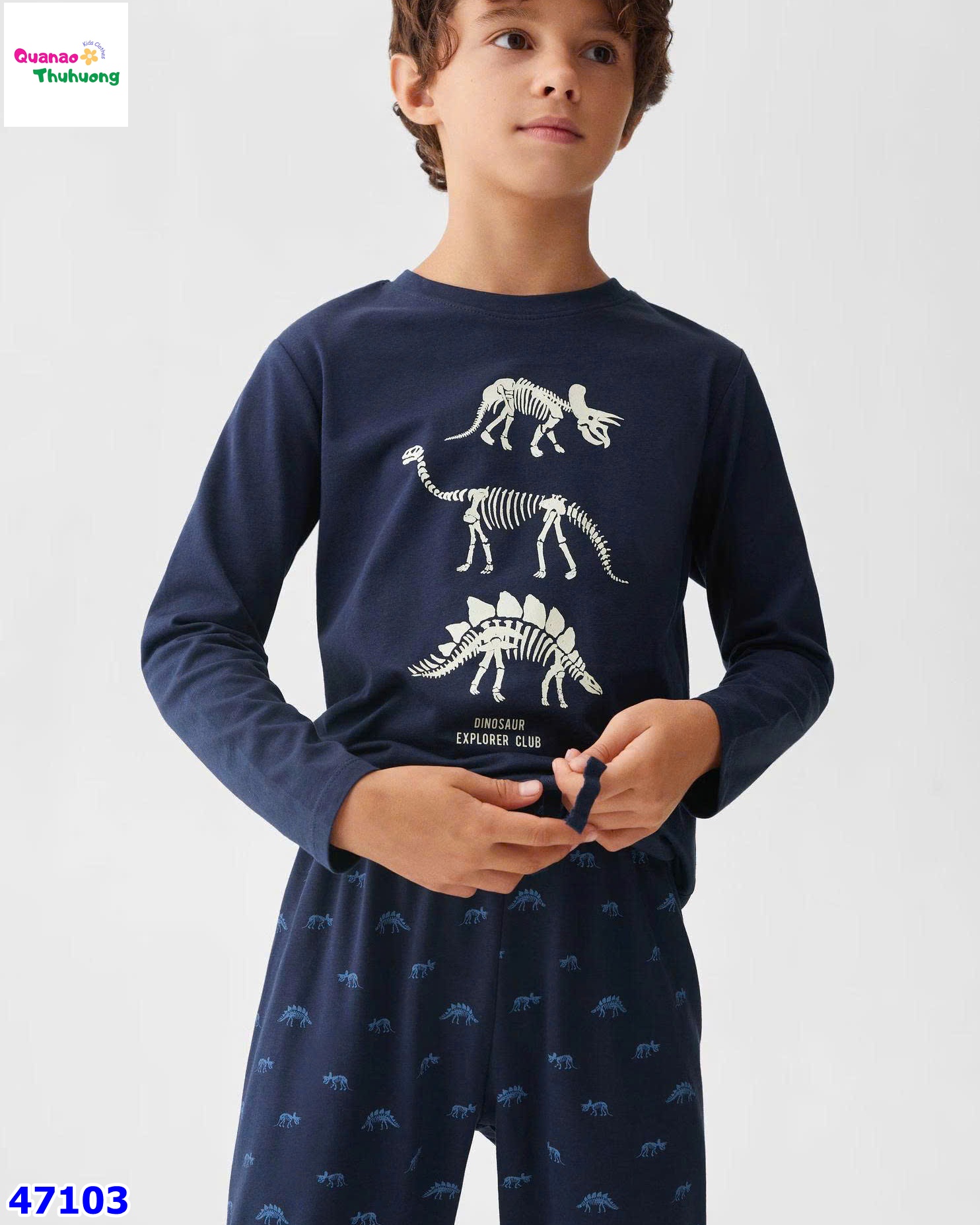 Bộ dài HuniKids xanh đen khủng long