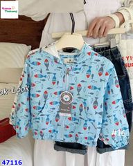 Áo khoác gió Bear xanh con cá