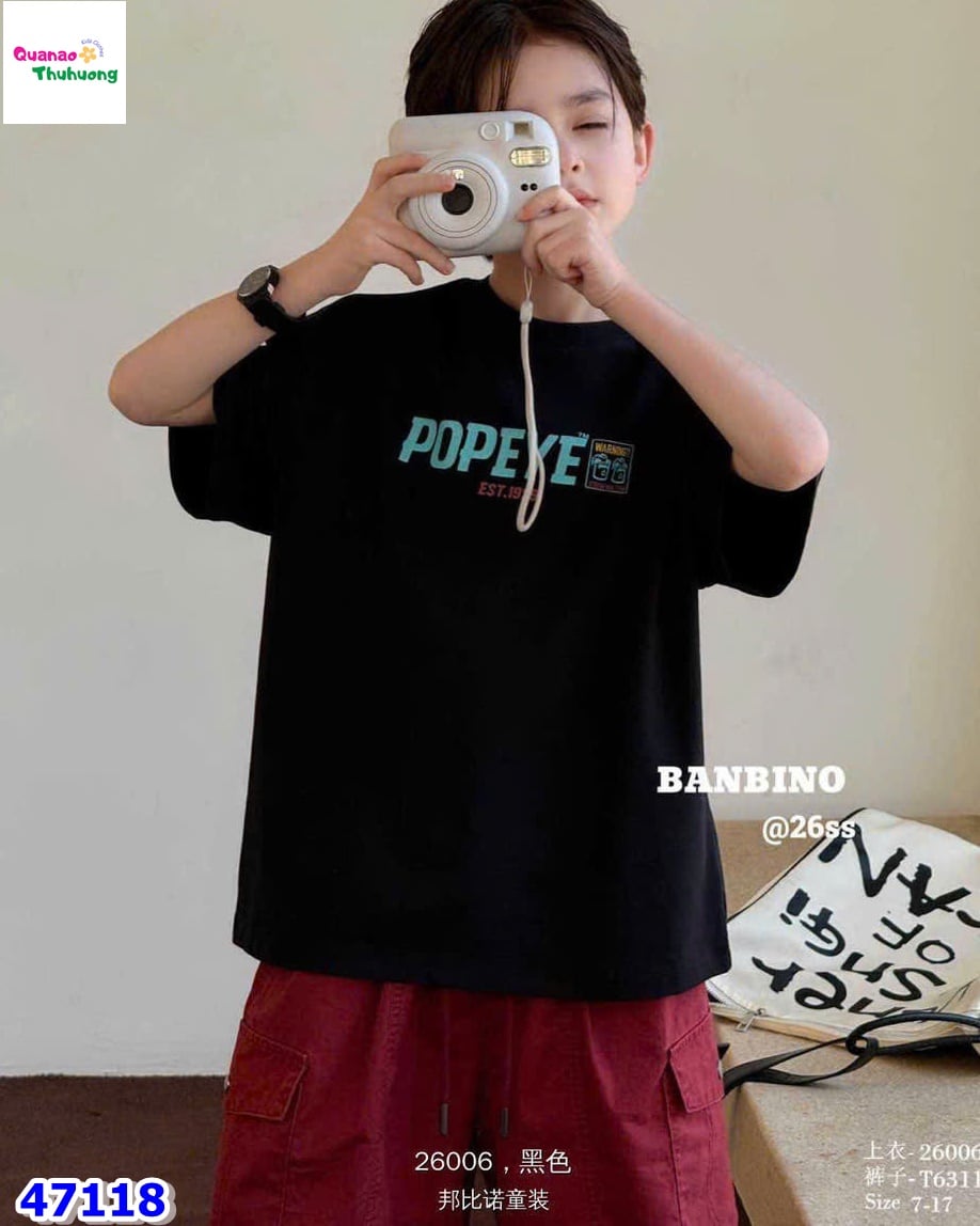 Áo thun Banbino đen Popeye