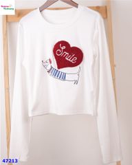Áo thun trắng trái tim Smile