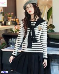 Set Syxy áo len kem sọc đen