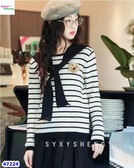Set Syxy áo len kem sọc đen