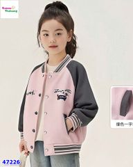 Áo khoác hồng Bumber in cún