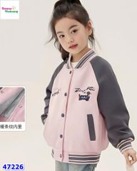 Áo khoác hồng Bumber in cún