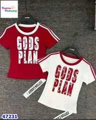 Áo đỏ viền trắng Gods Plan