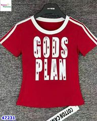 Áo đỏ viền trắng Gods Plan