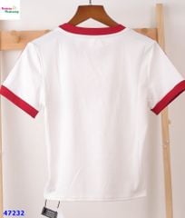 Áo kem viền đỏ 08