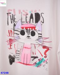 Set áo trắng mèo, quần hồng