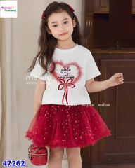 Set Melisa trắng trái tim , chân váy đỏ