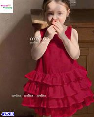 Đầm Melisa đỏ xòe đính nơ